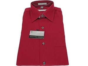 Geoffrey Beene Men's Dress Shirt Solid Striped Sateen Cabernet Red S 14.5 32/33 - Picture 1 of 4