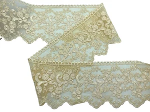 Passamaneria Tulle Pizzo Merletto Ricamo Fiore Fiocco Alto 10 Cm 60126