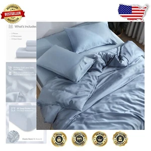 300 Thread Count Bamboo Sheets - DOZ Queen Set - Soft, Cooling & Breathable - Picture 1 of 8