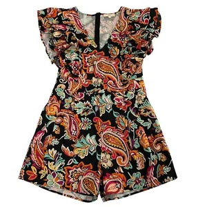 Entro Womens Allison Puff Sleeve Romper Size L Boho Festival Preppy Twee Retro - Picture 1 of 9