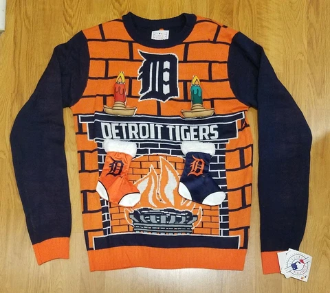 Detroit Tigers MLB Licensed Ugly Christmas Holiday Sweater Men's Size Small NWT Cover