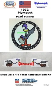 1972 Road Runner Reflective Deck Lid & Quarter Panel Birds Kit New MoPar USA - Bild 1 von 2