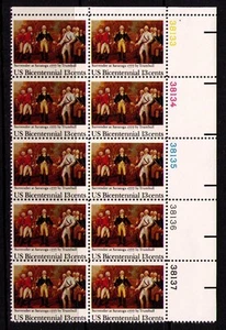 US USA Sc# 1728 MNH FVF PLATE# BLOCK Surrender at Saratoga Trumbull Painting Art - Picture 1 of 1
