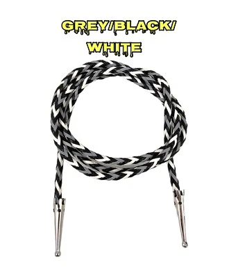 ☀️Vinilo imitación cuero trenzado Bolo cuerda de lazo con puntas plateadas, 4 mm x 36" de largo Foto 1 de 4