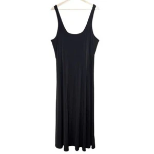 J. Crew Black A-Line Maxi Dress Size XL Slinky Stretch Jersey Knit Minimalist - Picture 1 of 13