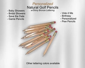Natural, Mini Golf Pencils, Bridal Shower, Baby Shower, Wedding Announcement - Picture 1 of 5