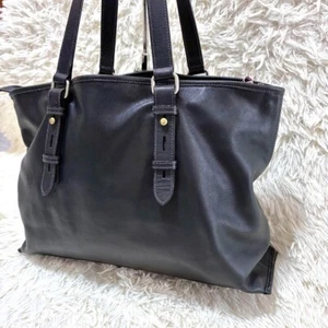 Paul smith BLACK Leather Business Tote BAG BRIEF CASE double Handle USED JAPAN - Picture 1 of 10