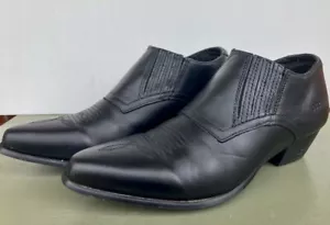 Durango Crush Womens Low Cut Slip On Boots Western Black Leather Size 7.5 - Picture 1 of 8