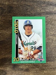 2010 Cedar Rapids Kernels MiLB MIKE TROUT Team-Issue Rookie Card RC Green #3 SP - Bild 1 von 2