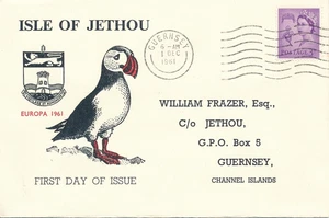Cover UK 1961 Great Britain Guernsey Isle of Jethou Channel Islands FDC Europa - Picture 1 of 2