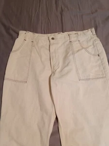 70s Vintage Flare Jeans Wrangler Cream Pants Brown Stitching Size 15/16 Juniors - Picture 1 of 8