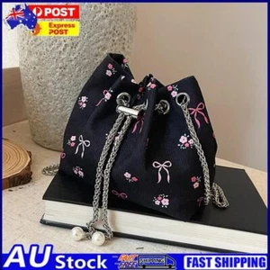 Women Corduroy Bucket Bags Drawstring Crossbody Bag with Chain for Work Travel - Picture 1 of 11