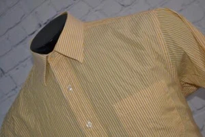 45168-a Brooks Brothers Dress Shirt Yellow Striped Cotton Size Large Adult Mens - Picture 1 of 8