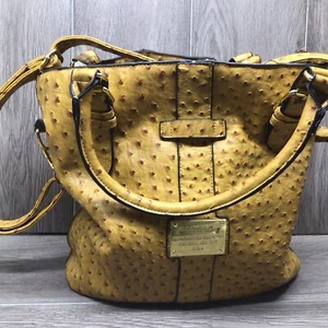 Vintage Designer Inspired Tan Ostrich Leather Purse Handbag with Shoulder Strap - Picture 1 of 14