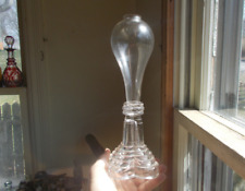 1830s FREE BLOWN WHALE OIL LAMP QUATREFOIL STEP BASE BOSTON & SANDWICH GLASS CO