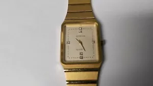 Geneva Quartz Diamond Watch runs 6050 Yellow band 6 diamonds pre-owned - Picture 1 of 6