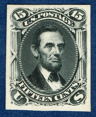 [st7185] USA 1866 Scott#77P4 15c Black Proof on Card XF MNG - Image 1 of 2