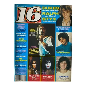 16 Magazine September 1981 Dennis DeYoung, John Schneider w Poster No Label VG - Picture 1 of 7