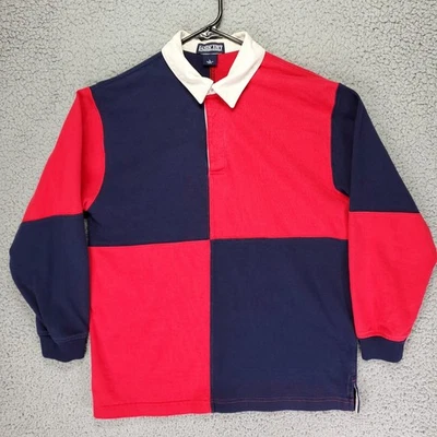 Camisa polo de algodón vintage Lands End colorblock rugby juvenil L (se adapta a hombre S 20x26) Foto 1 de 4