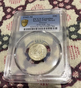 1942-M Mexico SILBER 20 Centavos PCGS 💎💎UNC DETAILS Rest Goldschild💎💎 - Bild 1 von 4