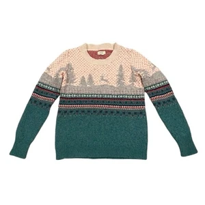 Fat Face Fair Isle Wollmischung Pullover Damen Gr. S (US 2) Winterszene Pullover - Bild 1 von 15