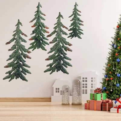 4 Piezas Pino Decoración Pared Esculturas Pared para Entrada Navidad Porche Foto 1 de 4