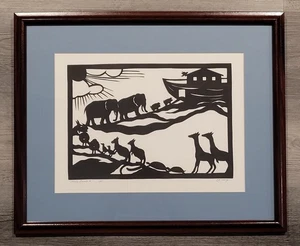 Limitierte Auflage Silhouette Scherenschnitt Kunstdruck "Noah's Friends" von P.G. Wolf - Bild 1 von 9