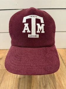 🔥VINTAGE🔥Texas A&M University Corduroy Hat Cap Block T Made In USA Sun Makers - Picture 1 of 9