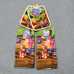 Nuevo de Lote Antiguo Disney Pooh & Friends Cocina Horno Olla Soporte y Juego de Toallas Años 90 Tigger Piglet - Imagen 1 de 11
