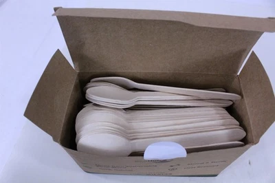 Horquillas, cuchillos y cucharas ecológicas para caja de cubiertos de madera 150 piezas Foto 1 de 4