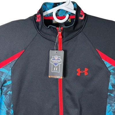 Under Armour NFL Combine Authentic Track Jacket Black Red Blue Camo Mens Small - Image 1 of 4