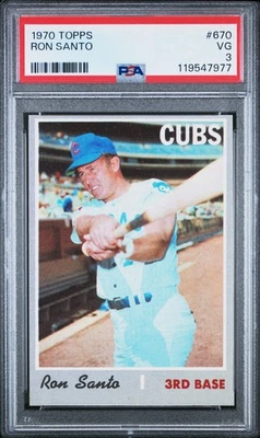 1970 Topps #670 Ron Santo Chicago Cubs HOF PSA 3 VG Well Centered POP 9! - Image 1 of 2
