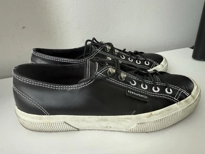 Superga X Alexa Chung Black Leather Sneakers Women’s Size 6.5 - Image 1 of 4