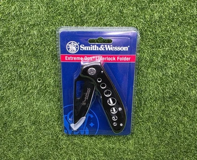 Smith & Wesson 3.25" Drop Point Extreme Ops Folding Knife, SS, Black - SWA9CP - Image 1 of 4