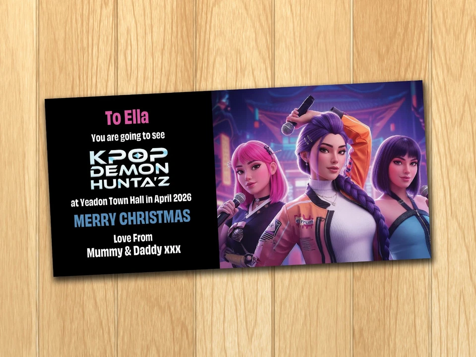 K POP Demon Huntaz Show Concert Personalised Gift Christmas Birthday Ticket