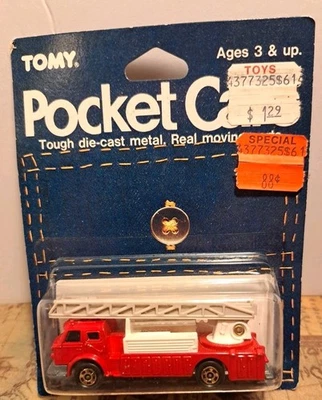 Vtg Tomy Ladder Chief Fire Truck No. F33 Japan Pocket Cars 1986 Asst No 3040 New - Image 1 of 4