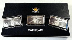 Vintage 2nd Ed. 1973 Aleo Watergate See Hear Speak No Evil - 3pc Silver Set #312 - Picture 1 of 5