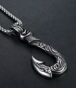 Halsband Para Hombres De Acero Inoxidable Amuleto De Anzuelo De Acero Titanio - Bild 1 von 6