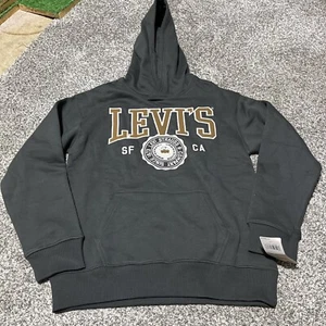 Sudadera con capucha Levi's Pullover para niños jóvenes talla grande, negra/gris oscuro nueva con etiquetas - Imagen 1 de 9