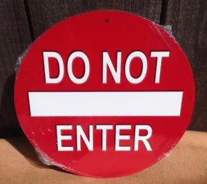 Do Not Enter Red Stop Round Metal Sign Vintage Garage Bar Decor Rustic - Picture 1 of 1