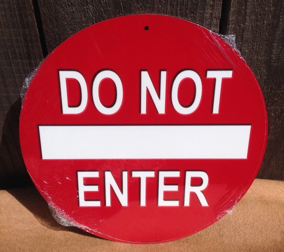 Do Not Enter Red Stop Round Metal Sign Vintage Garage Bar Decor Rustic - Image 1 of 1