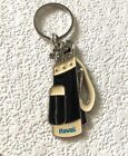 Vintage Keychain HAWAII GOLF BAG CLUBS Metal & Enamel Black Fob Key Ring Golfer