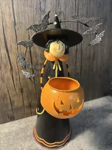 PartyLite Abracadabra Witch Tealight Candle Holder Pumpkin Bats Halloween Retire - Picture 1 of 6
