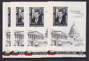 A48 Bulgaria exile 1963 In Memoriam JF Kennedy imperf minisheet x4