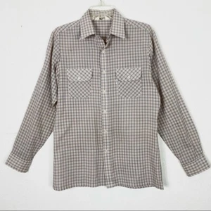 LEvi’s 1979 Wildfire Cream & Blue Plaid Button Up Shirt Size M - Picture 1 of 6