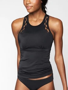 Athleta High Neck Bra Cup Loop Tankini Swim Top Black SZ 34D/DD NEW #210994 - Picture 1 of 2