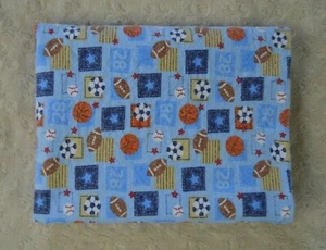 Koala Baby Sports Ball Flannel Receiving Blanket Blue Red Star Football Soccer - Picture 1 of 7