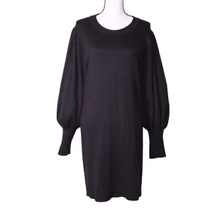 Vince Camuto schwarzes Pulloverkleid Ballonärmel Gr. XL Stretch Strick knielang - Bild 1 von 13