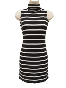 Mini Dress size 10 - Topshop - Black & White Striped Sleeveless Stretch Jersey - Picture 1 of 5