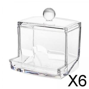 6 Acrylic Cotton Swab Box Clear Portable Practical Jewelry